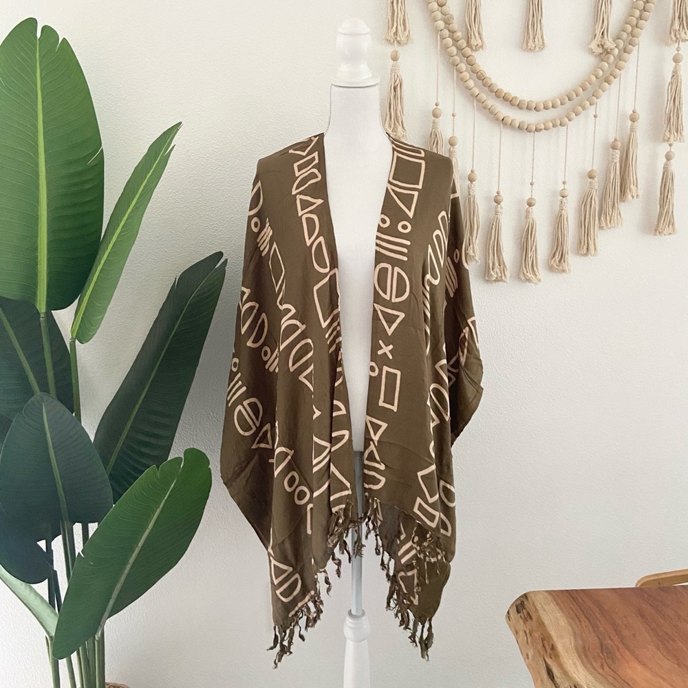 boho kimono olive minimalist top village thrive bohemian swimsuit cover up